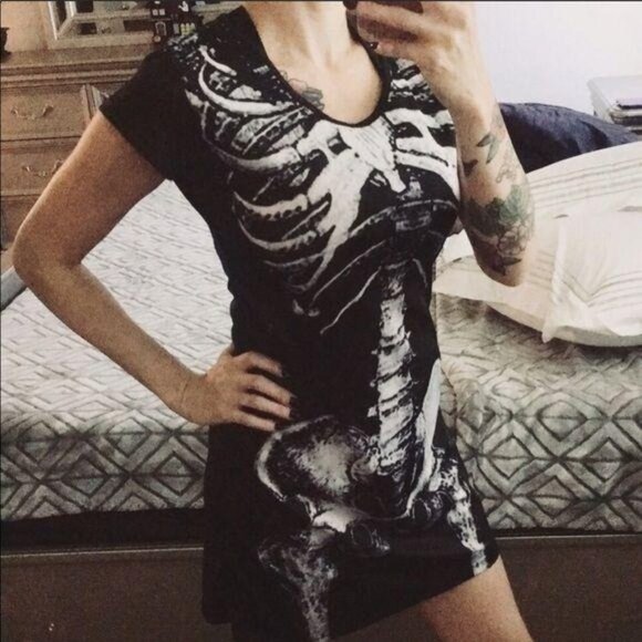 Skeleton Mini Dress, S NWOT - Picture 5 of 7
